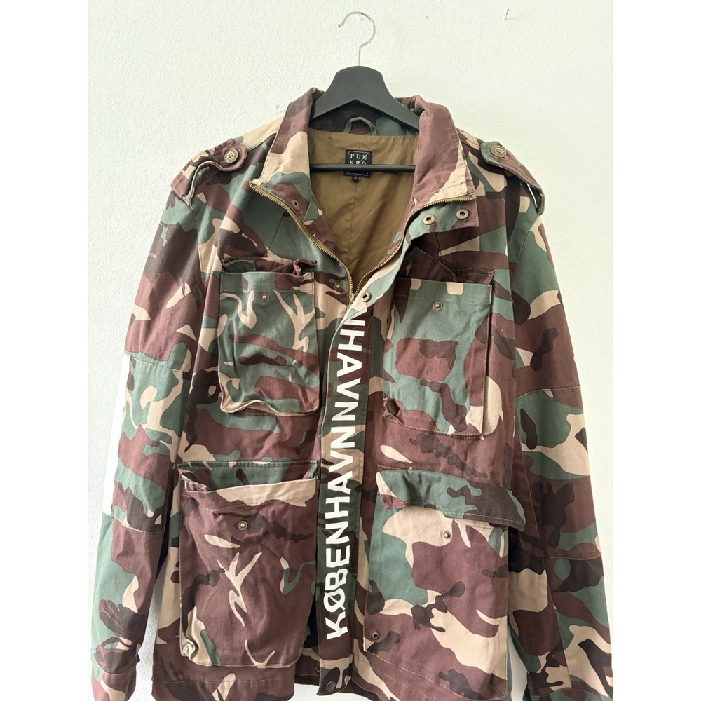 Punk Royal Men's Large L Camouflage Military Field Jacket Købehavn Graffiti